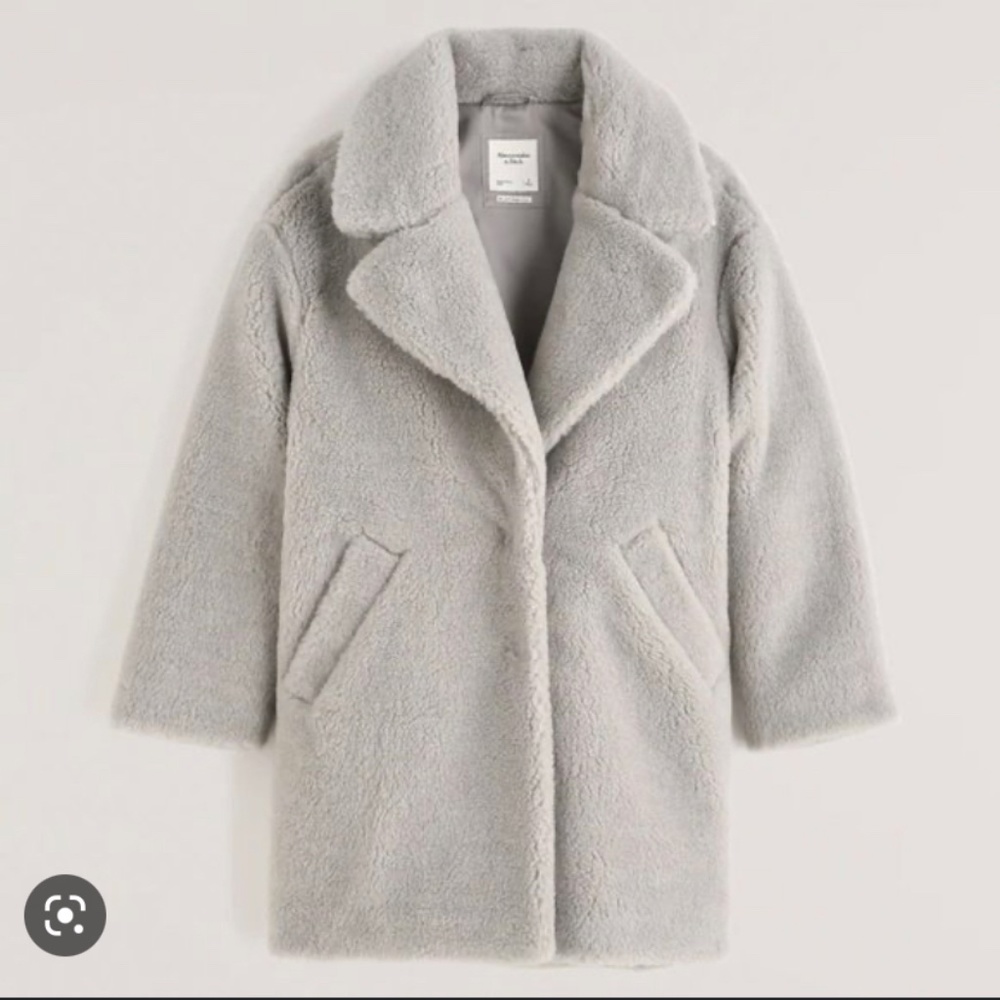 Abercrombie and fitch grey teddy bear coat